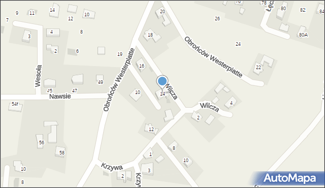 Jawiszowice, Obrońców Westerplatte, 14, mapa Jawiszowice