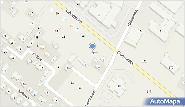 Jelonek, Obornicka, 1A, mapa Jelonek