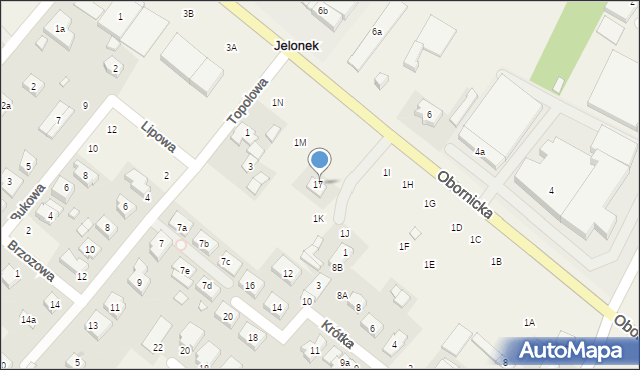 Jelonek, Obornicka, 1L, mapa Jelonek