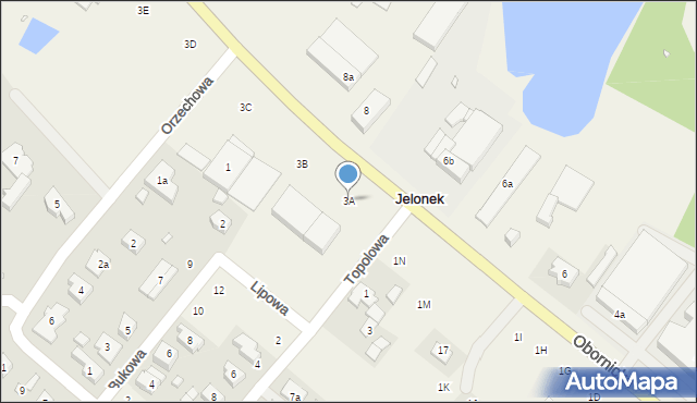 Jelonek, Obornicka, 3A, mapa Jelonek