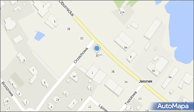 Jelonek, Obornicka, 3C, mapa Jelonek