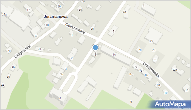 Jerzmanowa, Obiszowska, 6, mapa Jerzmanowa