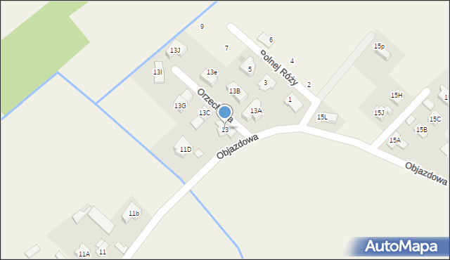 Józefów, Objazdowa, 13, mapa Józefów