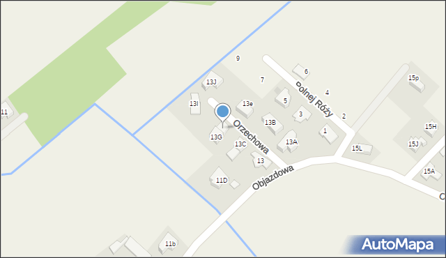 Józefów, Objazdowa, 13Z, mapa Józefów