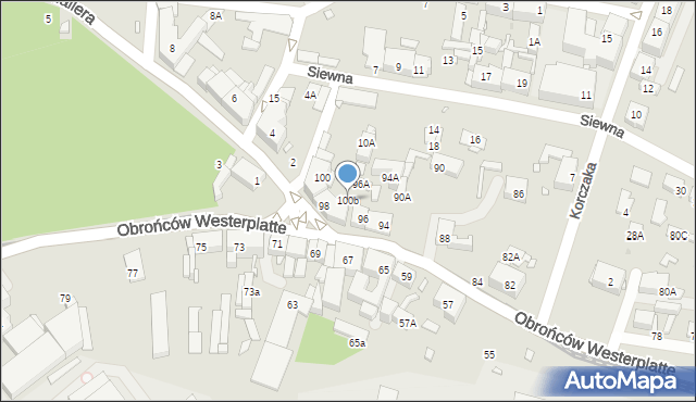 Katowice, Obrońców Westerplatte, 100b, mapa Katowic