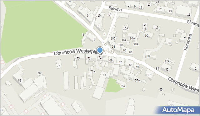 Katowice, Obrońców Westerplatte, 71, mapa Katowic