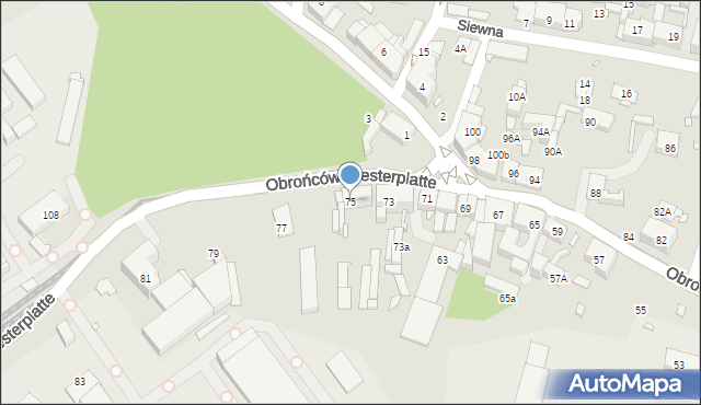 Katowice, Obrońców Westerplatte, 75, mapa Katowic