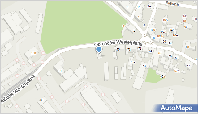 Katowice, Obrońców Westerplatte, 77, mapa Katowic