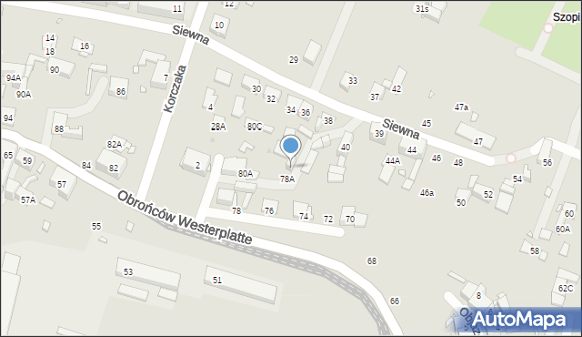 Katowice, Obrońców Westerplatte, 80B, mapa Katowic