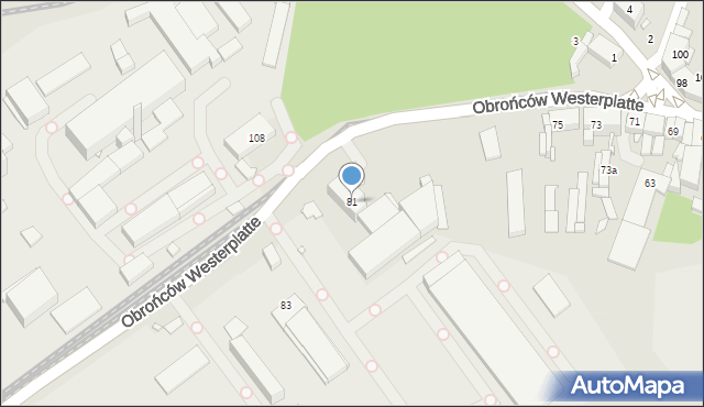 Katowice, Obrońców Westerplatte, 81, mapa Katowic