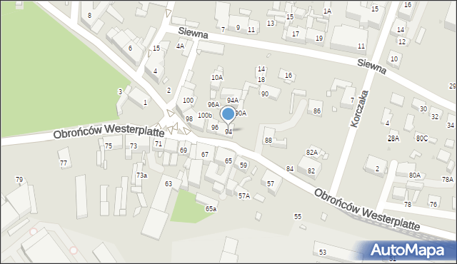 Katowice, Obrońców Westerplatte, 94, mapa Katowic