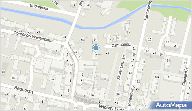 Katowice, Obrońców Westerplatte, 12, mapa Katowic