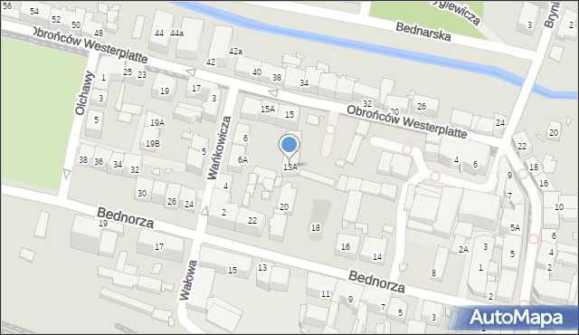 Katowice, Obrońców Westerplatte, 13A, mapa Katowic