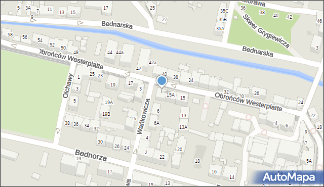 Katowice, Obrońców Westerplatte, 15B, mapa Katowic