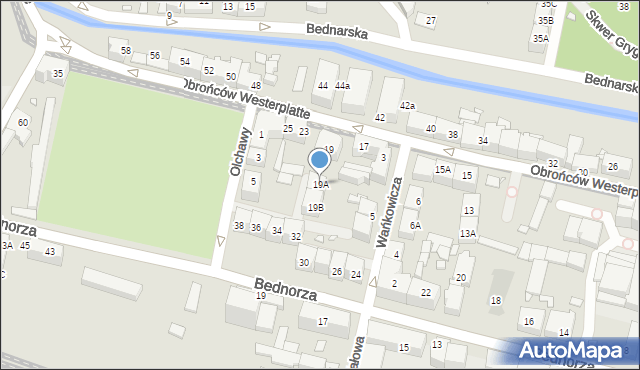 Katowice, Obrońców Westerplatte, 19A, mapa Katowic