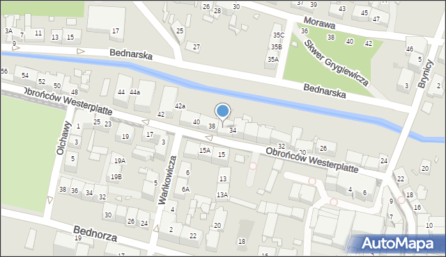 Katowice, Obrońców Westerplatte, 36, mapa Katowic