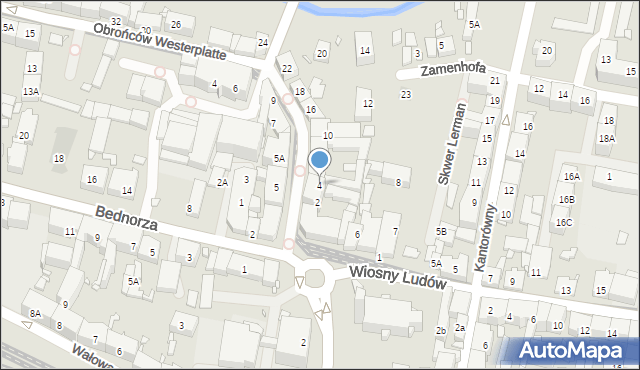 Katowice, Obrońców Westerplatte, 4, mapa Katowic