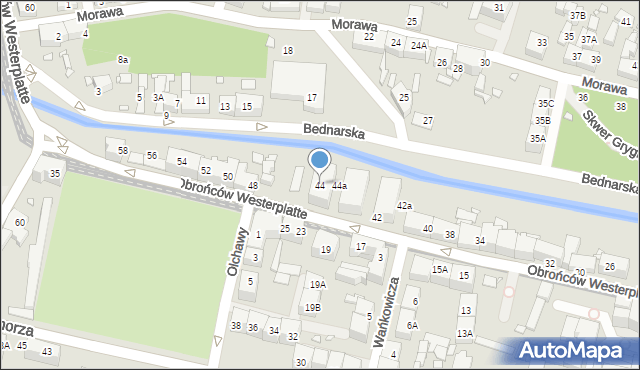 Katowice, Obrońców Westerplatte, 44, mapa Katowic