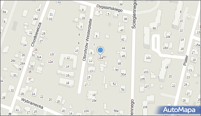 Kielce, Obrońców Westerplatte, 11a, mapa Kielc