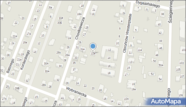 Kielce, Obrońców Westerplatte, 12a, mapa Kielc