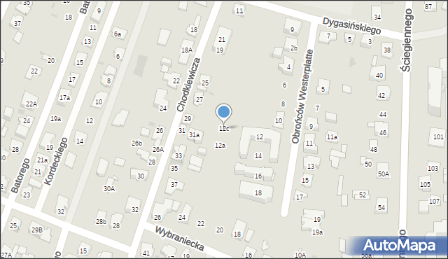 Kielce, Obrońców Westerplatte, 12c, mapa Kielc
