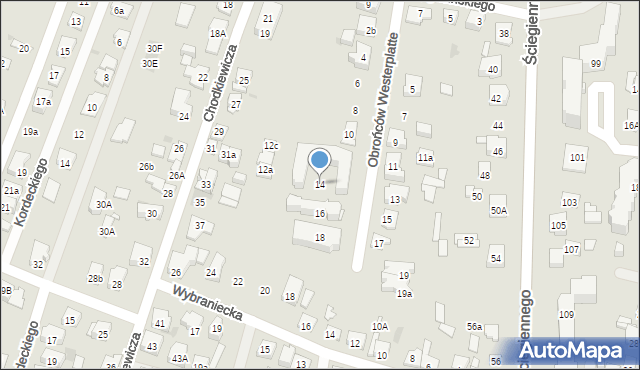Kielce, Obrońców Westerplatte, 14, mapa Kielc