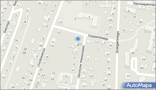 Kielce, Obrońców Westerplatte, 2b, mapa Kielc