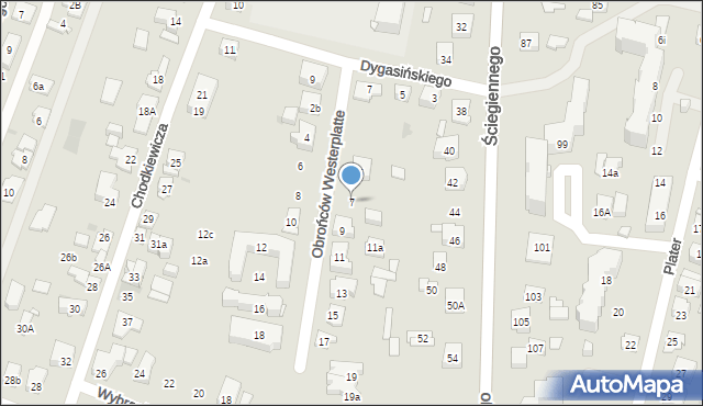 Kielce, Obrońców Westerplatte, 7, mapa Kielc