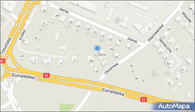 Kołobrzeg, Obozowa, 17B, mapa Kołobrzegu