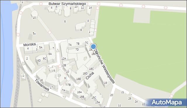 Kołobrzeg, Obrońców Westerplatte, 18B, mapa Kołobrzegu