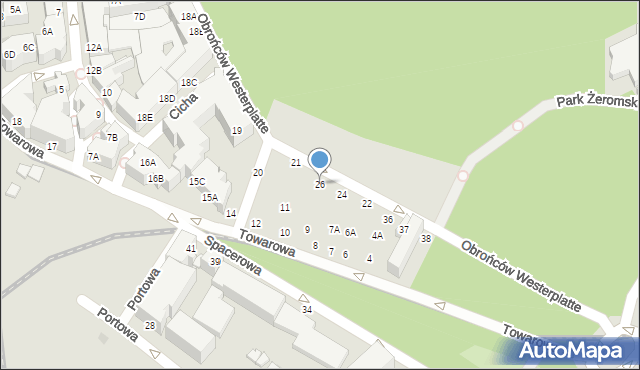 Kołobrzeg, Obrońców Westerplatte, 26, mapa Kołobrzegu