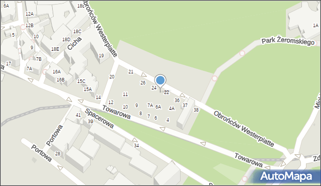 Kołobrzeg, Obrońców Westerplatte, 33, mapa Kołobrzegu