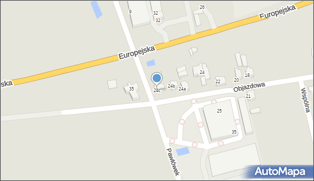 Konin, Objazdowa, 24c, mapa Konina