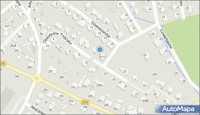 Koszalin, Obrońców Tobruku, 13, mapa Koszalina