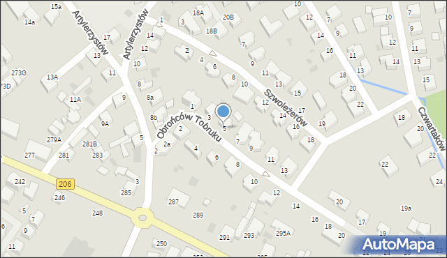 Koszalin, Obrońców Tobruku, 5, mapa Koszalina