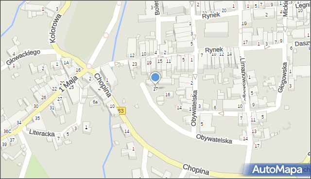 Kożuchów, Obywatelska, 17, mapa Kożuchów