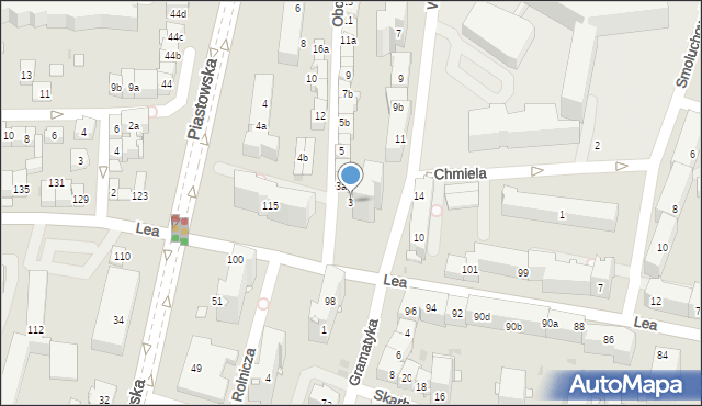 Kraków, Obopólna, 3, mapa Krakowa