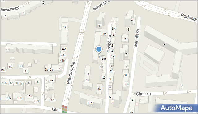 Kraków, Obopólna, 8, mapa Krakowa