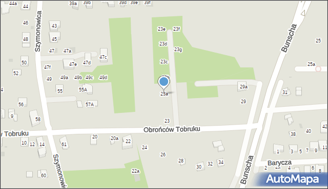 Kraków, Obrońców Tobruku, 23a, mapa Krakowa
