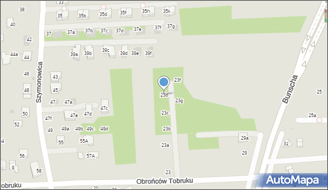 Kraków, Obrońców Tobruku, 23d, mapa Krakowa