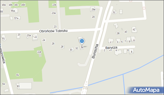 Kraków, Obrońców Tobruku, 34, mapa Krakowa