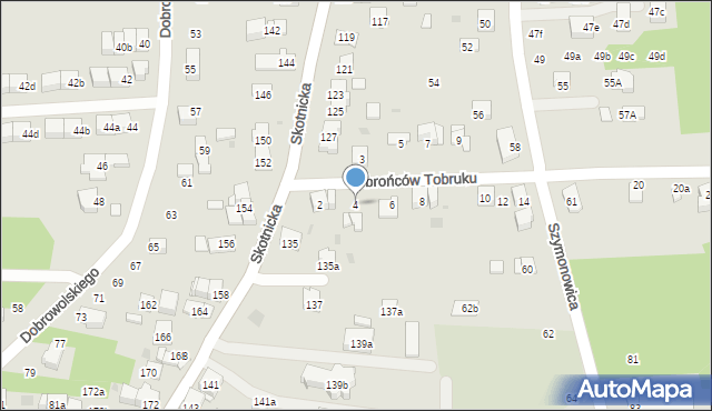 Kraków, Obrońców Tobruku, 4, mapa Krakowa