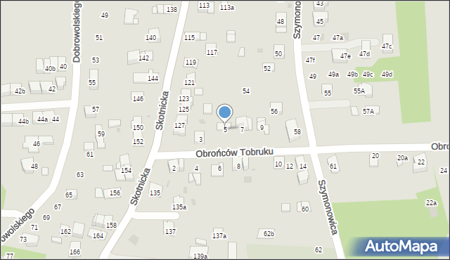 Kraków, Obrońców Tobruku, 5, mapa Krakowa