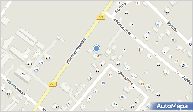 Kraków, Obwodowa, 13a, mapa Krakowa