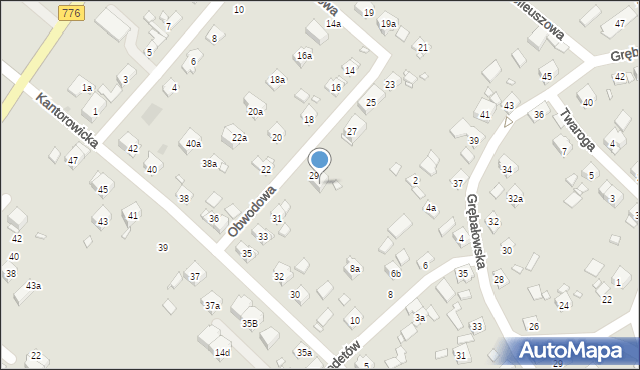 Kraków, Obwodowa, 29b, mapa Krakowa