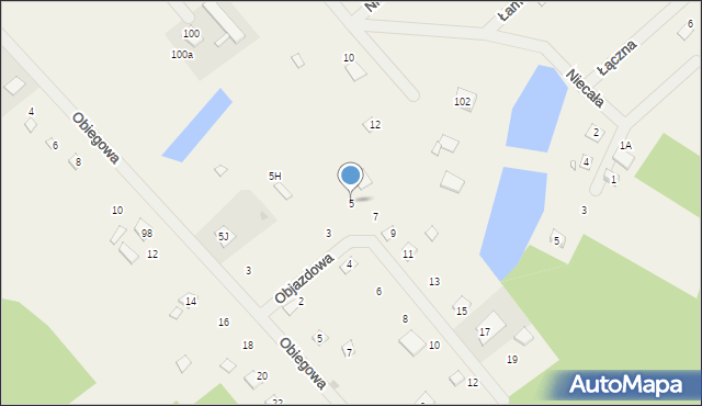 Łąkie, Objazdowa, 5, mapa Łąkie