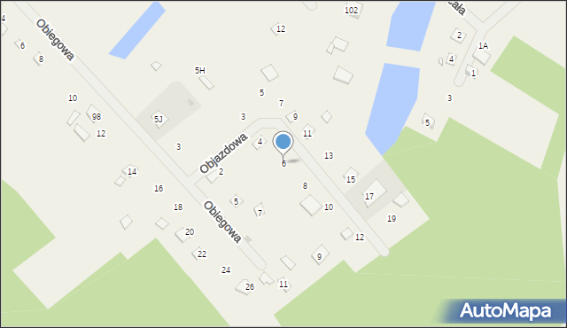 Łąkie, Objazdowa, 6, mapa Łąkie