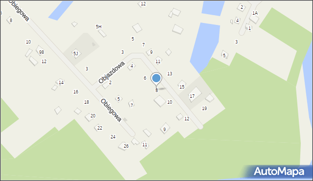 Łąkie, Objazdowa, 8, mapa Łąkie