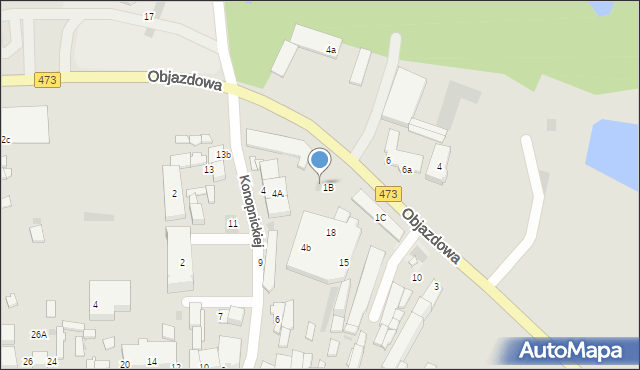 Łask, Objazdowa, 1d, mapa Łask