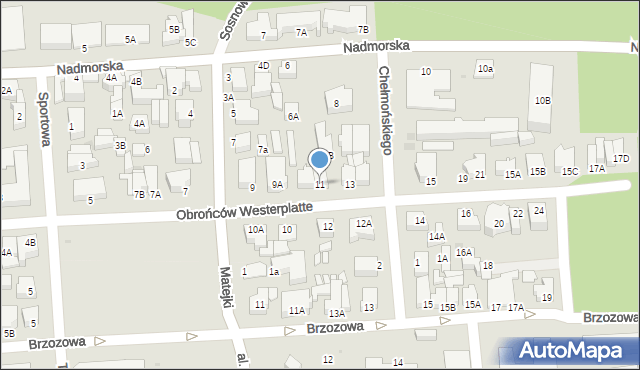 Łeba, Obrońców Westerplatte, 11, mapa Łeba